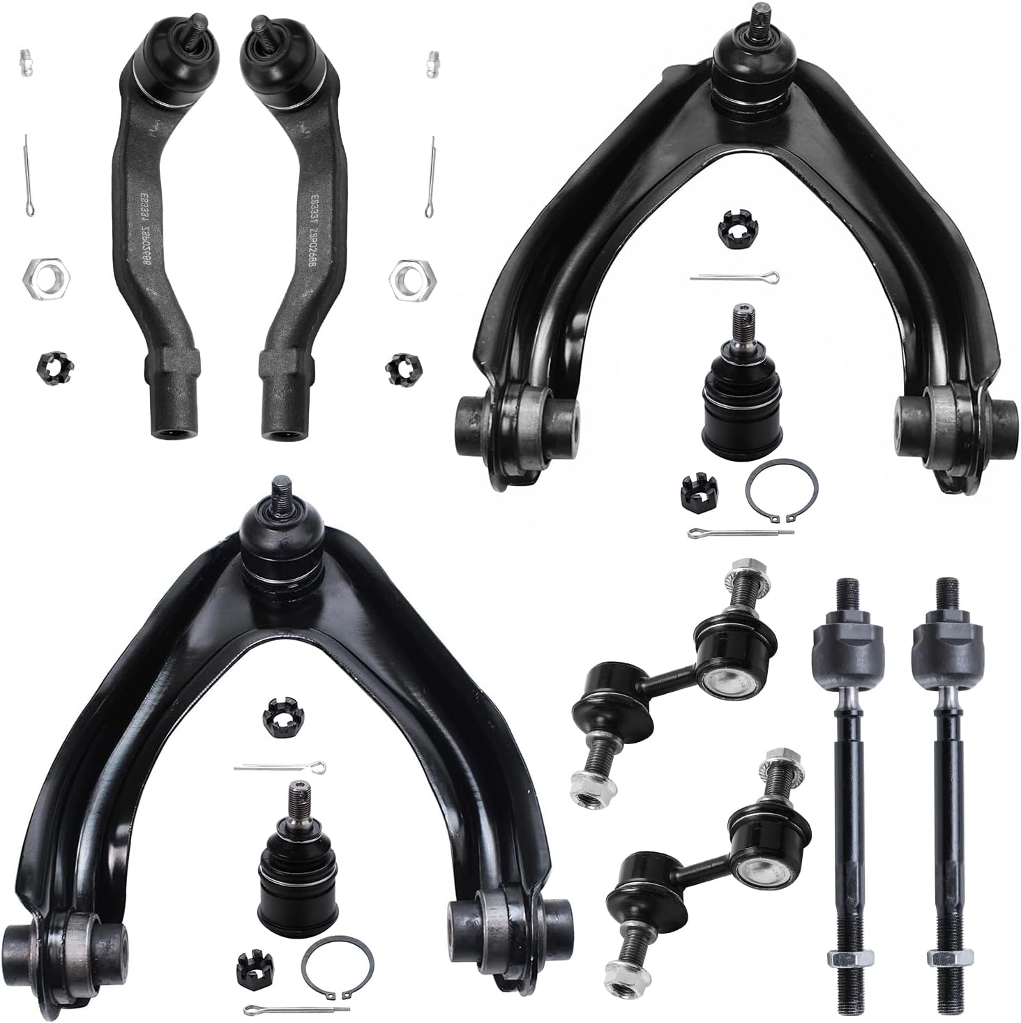 Detroit Axle - Front 10pc Suspension Kit for 1997-2001 Honda CR-V 1998 1999 2000, 2 Upper Control Arms, 2 Lower Ball Joints, 4 Inner & Outer Tie Rods, 2 Sway Bar Links CRV Replacement