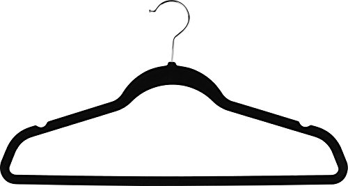 Premium Velvet Hangers (50 Pack, Black) Non-Slip Clothes Hangers - Strong and Durable Suit Hangers - Space Saving Coat Hangers, 360 Degree Rotatable Hook Pant Hangers.