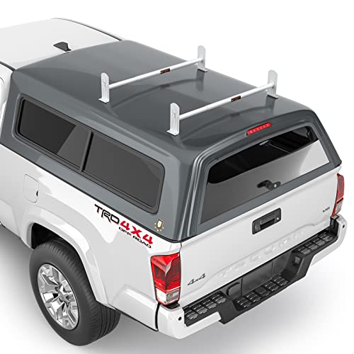 AA-Racks Model DX36 Universal Pickup Truck Cap & Topper 2 Bar Ladder Roof Van Rack System Adjustable Steel Cross Bars - Matte White