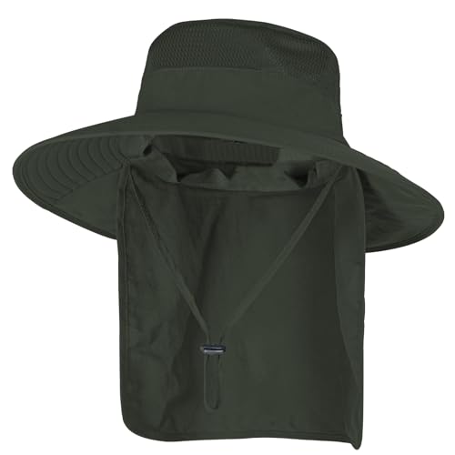 Sun Hats for Men Women Fishing Hat UPF 50+ Breathable Wide Brim Bucket Hats Summer UV Protection Safari Hat with Neck Flap