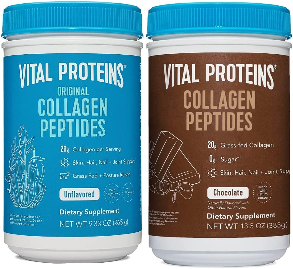 Vital Proteins Collagen Powder 9.33oz & Chocolate Collagen Powder 13.5 oz