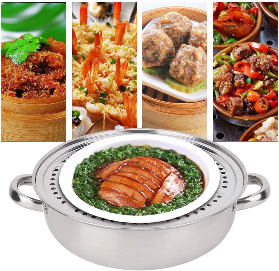 Steam Buns Furnace 28CM Stainless Steel Single Layer Stockpot Hotpot Food Steamer Pot Cookware Household Cooking