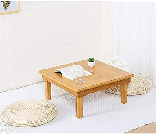 Folding Square Tatami Table, Bamboo Coffee Table for Living Room Bedroom Furniture, Low Tea Table for Sitting on The Floor, Drawing Reading Studying Floor Table, Home Sofa Side Din