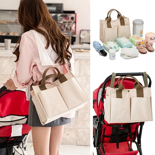 Lightweight & Stylish Diaper Changing Backpack with Easy-Access Pockets for Travel & Outdoor Adventures Travel Diaper Backpack Portable Diaper Bag (Rice white)