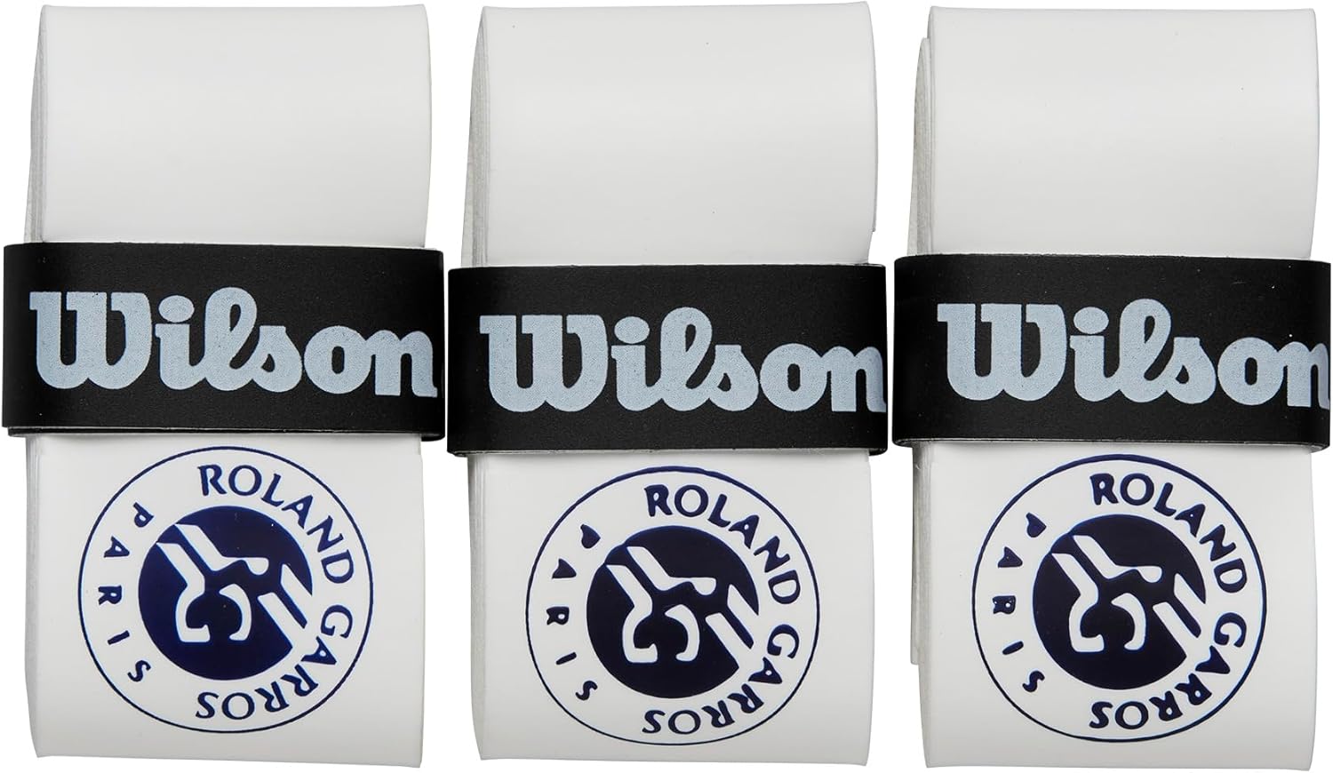 WILSON Roland-Garros Tennis Overgrip - 3 Pack, White/Navy