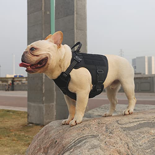 ICEFANG GN1 Reflective Tactical Dog Harness Large sized,Military-Style MOLLE K9 Dog Vest with 2X Metal Buckles,Adjustable Pet Harness, No Pulling Front Leash Clip (Large (Pack of 1), Brown)