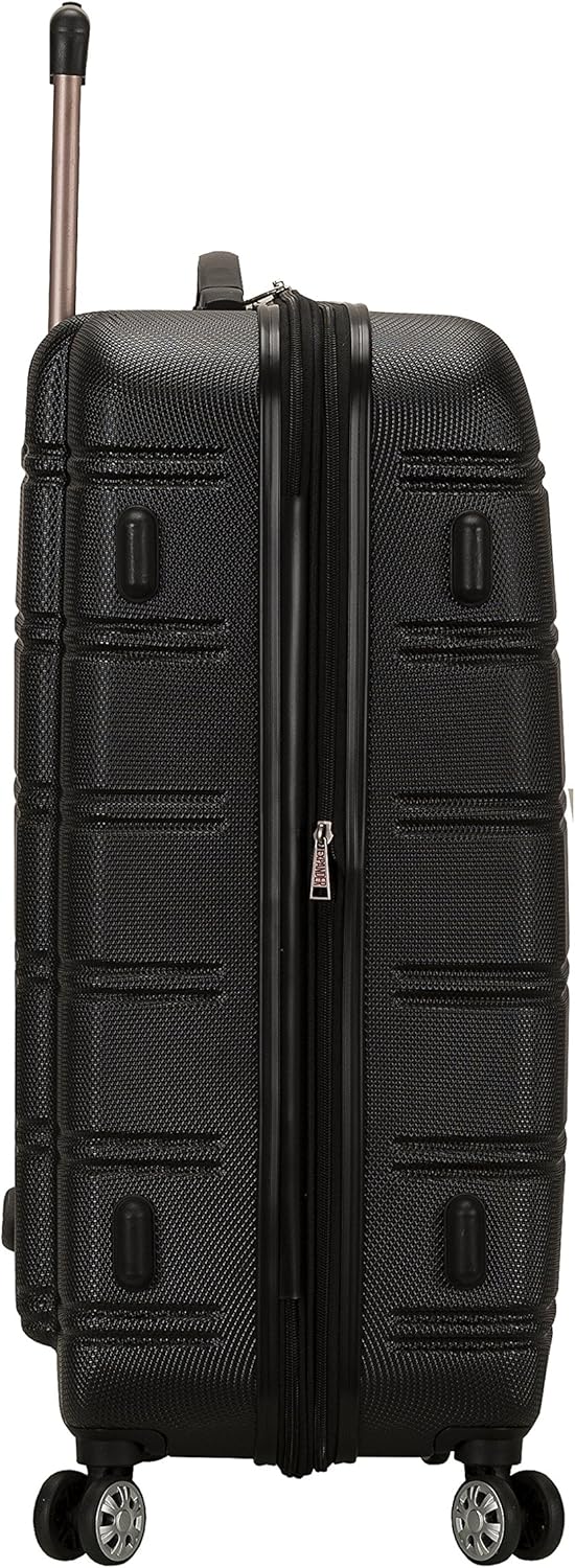 Rockland Melbourne Hardside Expandable Spinner Wheel Luggage, BLACK, Checked Large 28