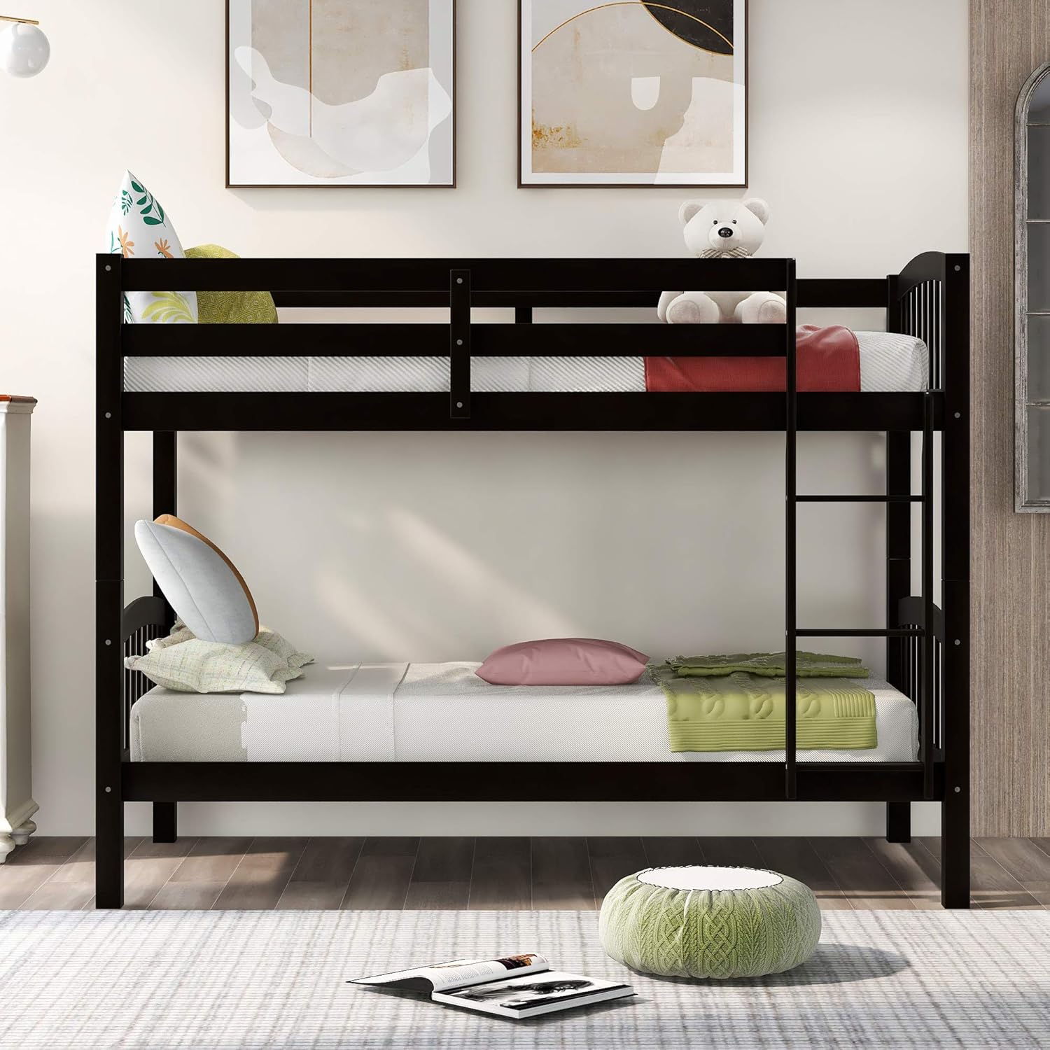 Twin Over Twin Bunk Bed with Ladder,Espresso (OLD SKU: LP000066AAP)