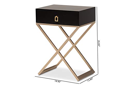 Baxton Studio Nightstands, Black/Brass/Gold