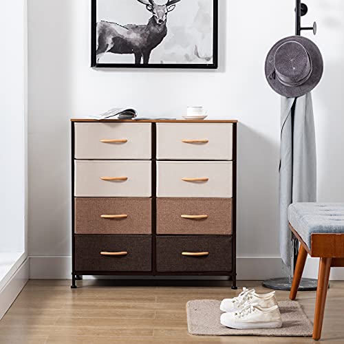 DUHOME 8 Drawers Dresser Organizer, Fabric Storage Tower & Chest for Bedroom Hallway Nursery Entryway with Sturdy Steel Frame Wood Top, Mixed Color