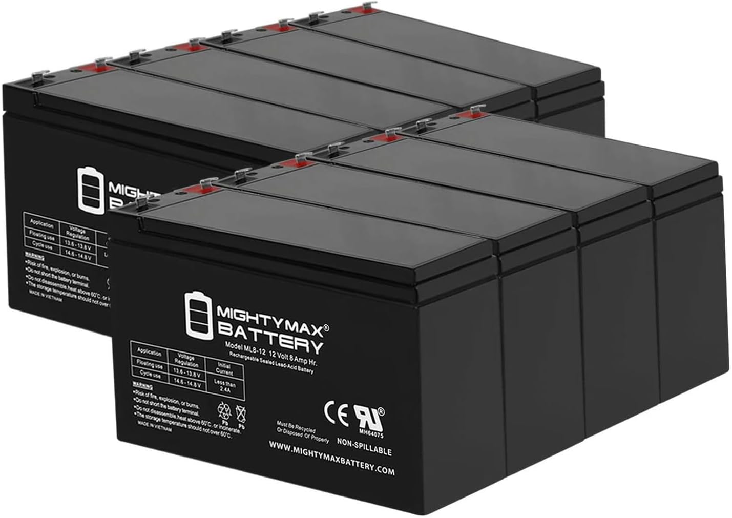 12V 8Ah Battery Replacement for APC Back-UPS Pro 1300/1500-8 Pack