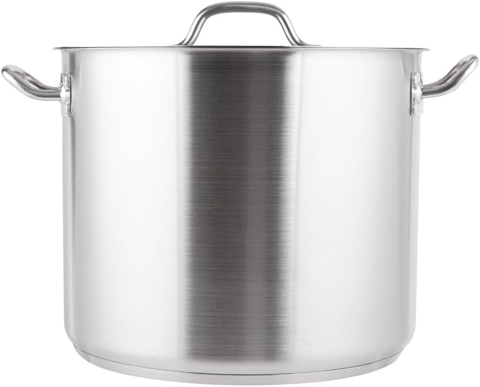 Soro Essentials- 32 qt. Stainless Steel Stock Pot with Lid- Heavy Duty Induction Ready Large Stock Pot Stew Pot Simmering Pot Soup Pot with Encapsulated Base and Oven Safe