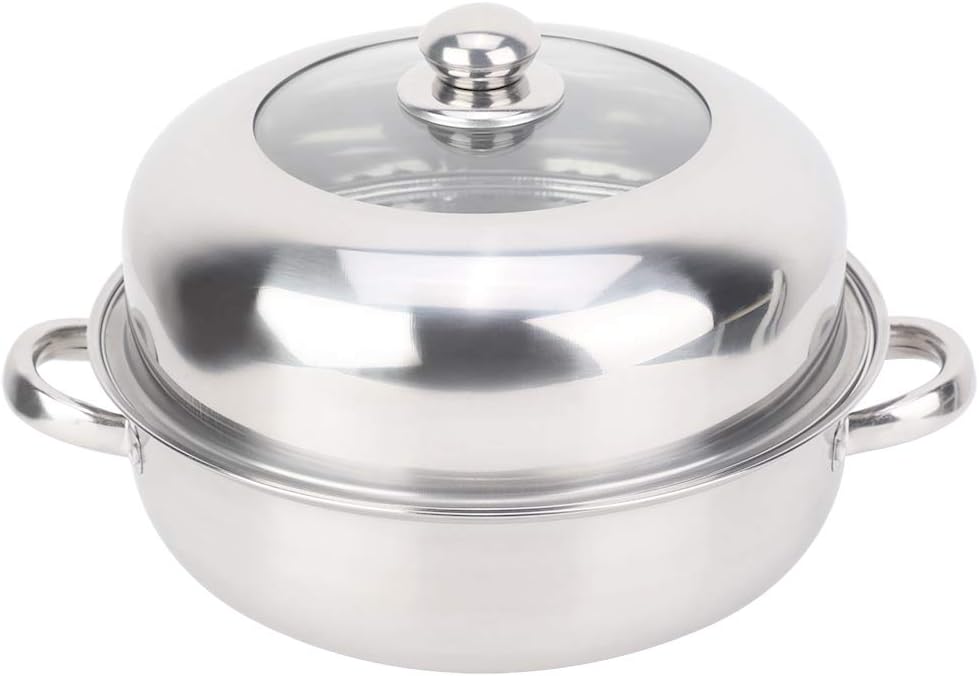 Steam Buns Furnace 28CM Stainless Steel Single Layer Stockpot Hotpot Food Steamer Pot Cookware Household Cooking