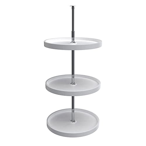 Rev-A-Shelf 20 Inch 3 Tier Full Circle Lazy Susan for H Corner Kitchen Cabinets, Large Plastic Home Storage Rotating Shelves, White, 6013-20-11-526