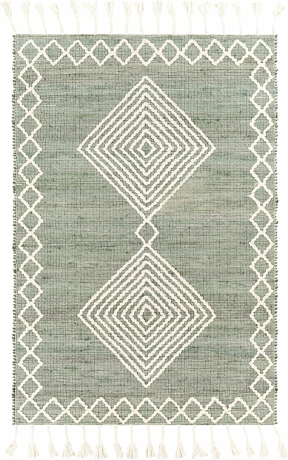 Hauteloom Guiuan Jute Living Room, Bedroom Area Rug - Global - Beige, Green - 8' x 10'