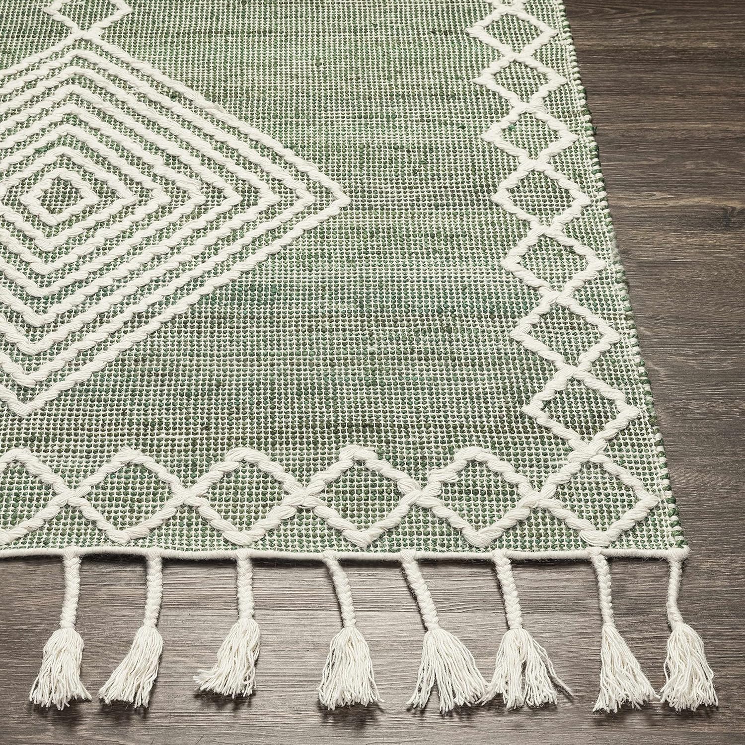 Hauteloom Guiuan Jute Living Room, Bedroom Area Rug - Global - Beige, Green - 8' x 10'
