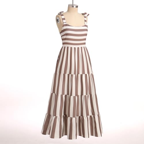 IDOPIP Women's Spaghetti Straps Maxi Dress 2024 Summer Casual Long Sundress Beach Elegant Flowy Dress Formal Vacation Outfit