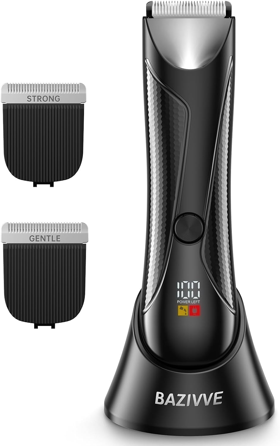 Pubic Hair Trimmer for Men, Manscape Groin Trimmer for Men, Body Shavers for Man, Waterproof Body Hair Clippers for Men with Replaceable Ceramic Blade Heads, Power LED Display & USB Recharge Dock