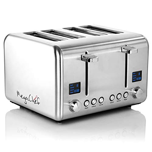 Megachef 4 Slice Toaster in Stainless Steel Red