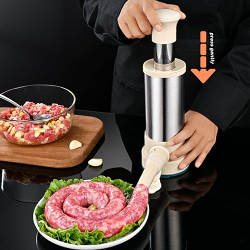 High quality home sausage stuffers, homemade sausage making tool - Kitchen enema machine Fast sausage filling, 4 stuffing tubes (2.2 lb sausage stuffer)