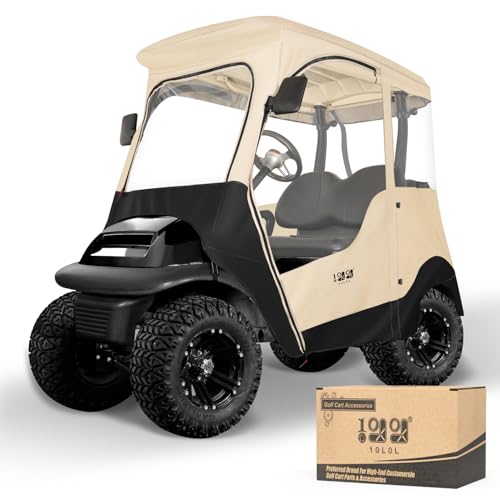 10L0L 2 Passenger Deluxe Golf Cart Driving Enclosures for Club Car Precedent, Waterproof Portable Transparent Golf Cart Cover Storage Enclosure - 4-Sided (Roof up to 57