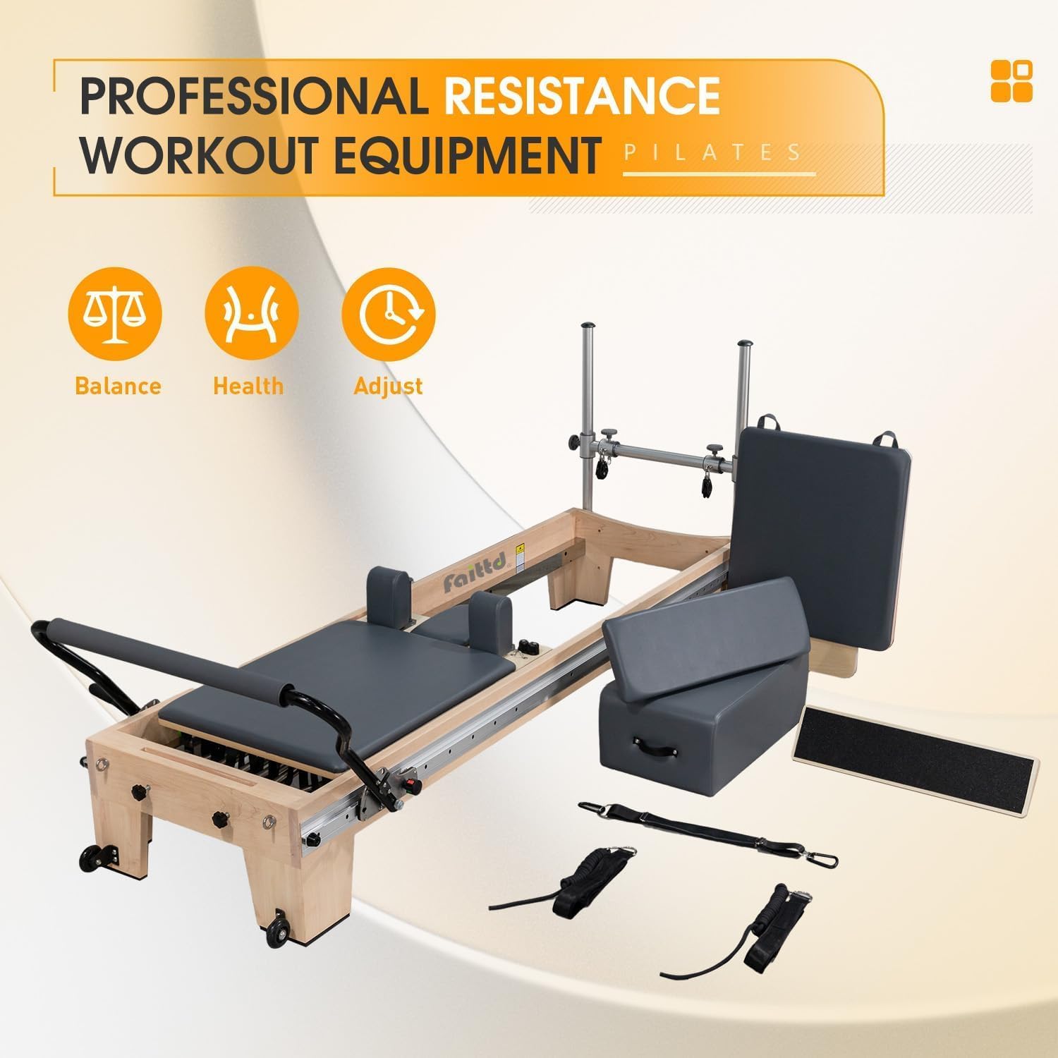 Pilates Reformer ,Pilates Equipment with Reformer Accessories, Reformer Box, Padded Jump Board, Pilates Reformer Machine for Home Workouts