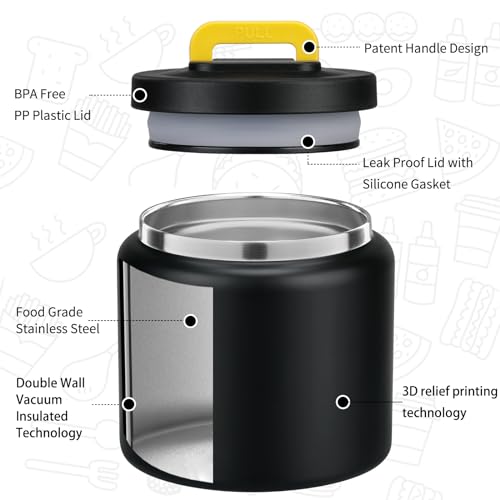 MAISON HUIS 13.5oz Soup Thermo Wide Mouth Vacuum Insulated Thermo Food Jar, Leak Proof Stainless Steel Food Thermo for Hot&Cold Food Kids Food Lunch Soup Container for School Travel Pink