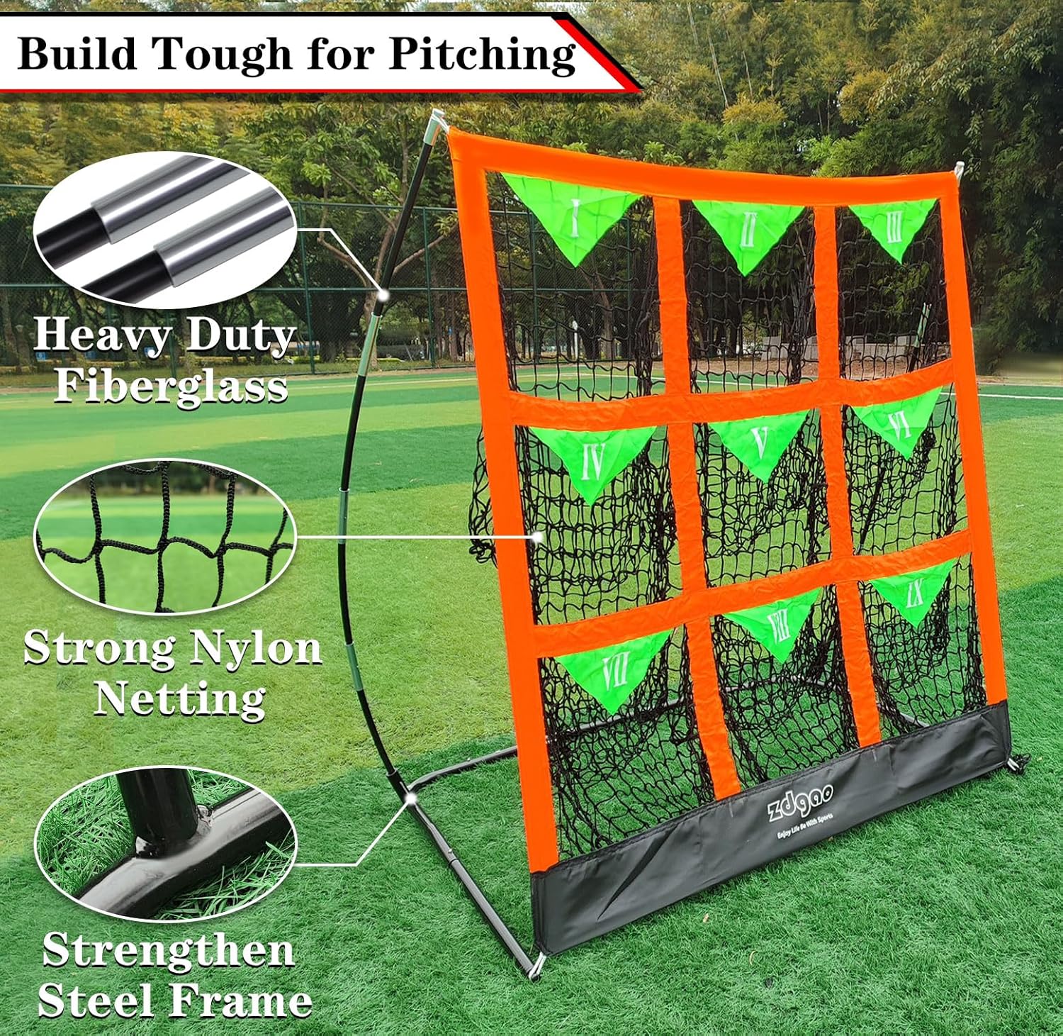 9 Pocket Pitching Net for Baseball and Softball | Pitcher Training Net with Strike Zone Indoor Outdoor for Teens, Adults, Portable Pitching Training Equipment with Carry Bag