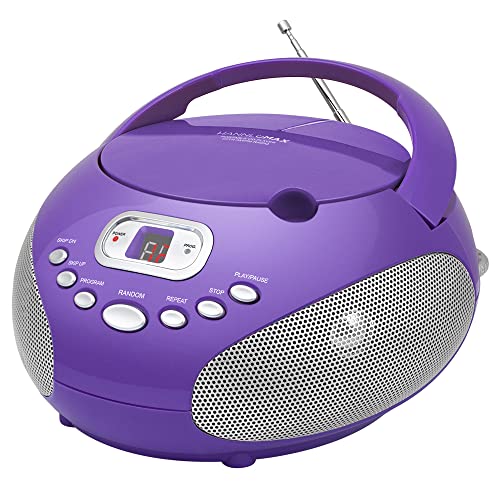 HANNLOMAX HX-319CD Portable CD Boombox, AM/FM Radio, LED Display, Aux-in Jack, AC/DC Dual Power Source. (Purple)