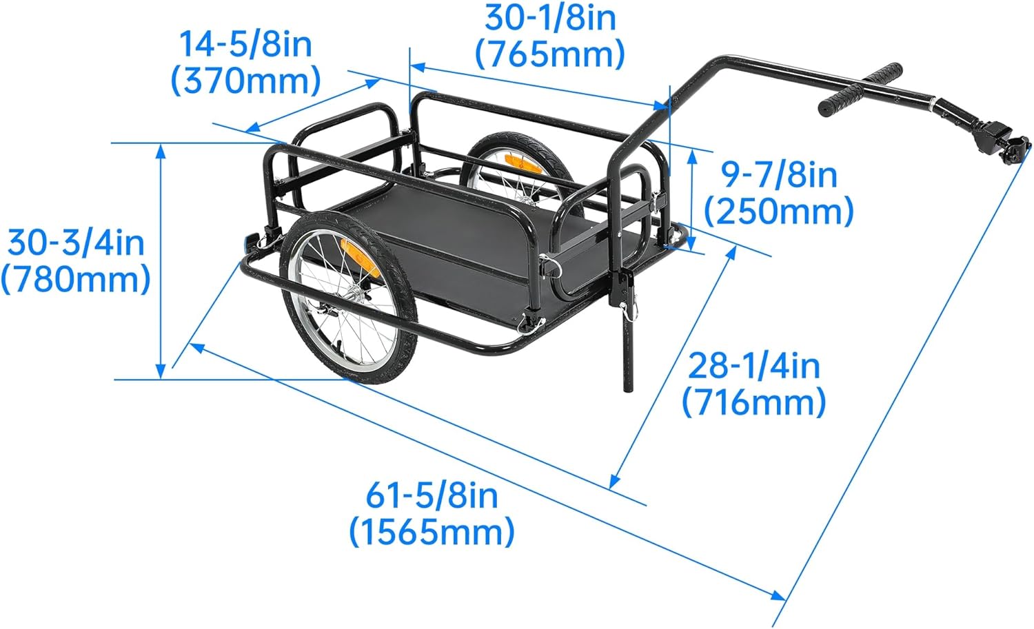 Kojem Bike Cargo Trailer Bicycle Trailer w/Universal Hitch Bike Wagon Cart Foldable Storage