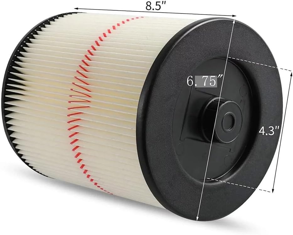 17816 Filter Replacement Cartridge for Craftsman Shop Vac Wet Dry Air Filter Fit 5 Gallon & Larger Vacuum Cleaner (8.5