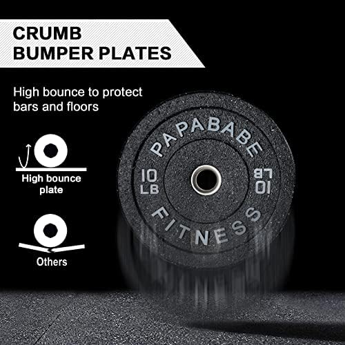 Papababe Bumper Plates, Olympic Weight Plates High Bounce with Colored Fleck Rubber Weights Plates for Weightlifting and Strength Training, Single, Pair & Set