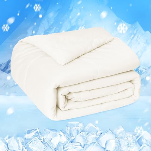 HOMFINE Cooling Comforter Japanese Double-Sided Cold Tech Fabric Cooling Blanket for Night Sweats Hot Sleepers, Q-Max 0.45 Soft Breathable Silky Lightweight Grey Summer Comforter King