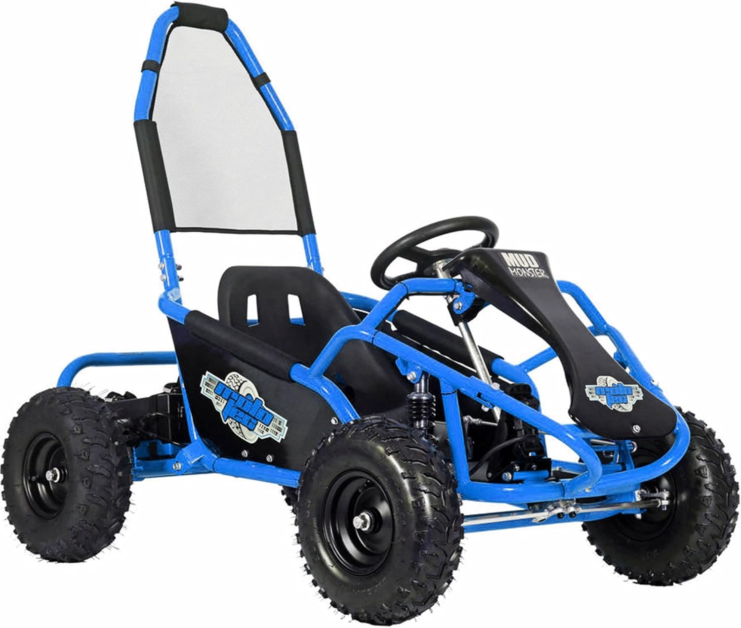 MotoTec Mud Monster Kids Electric 48v 1000w Go Kart Full Suspension Blue