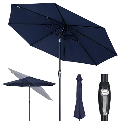 Tempera Patio Market Outdoor Table Umbrella with Auto Tilt and Crank,Large Sun Umbrella with Sturdy Pole&Fade resistant canopy,Easy to set