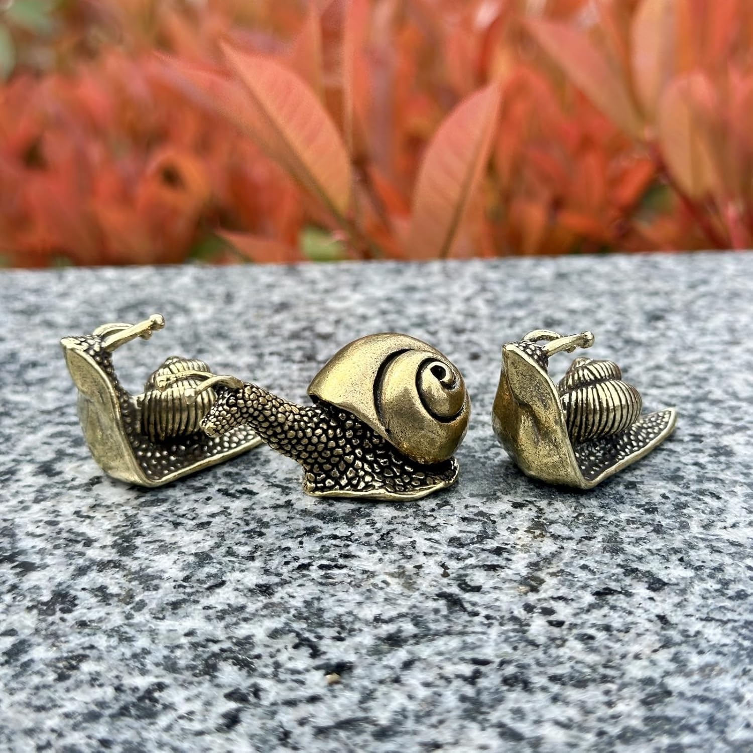 3Pcs Brass Snail Statue Decor, Retro Mini Copper Snail Statue Home Decoration for Living Room and Desk, Outdoor Pond Garden Lawn Decor Landscaping,Landscape Animal Statue