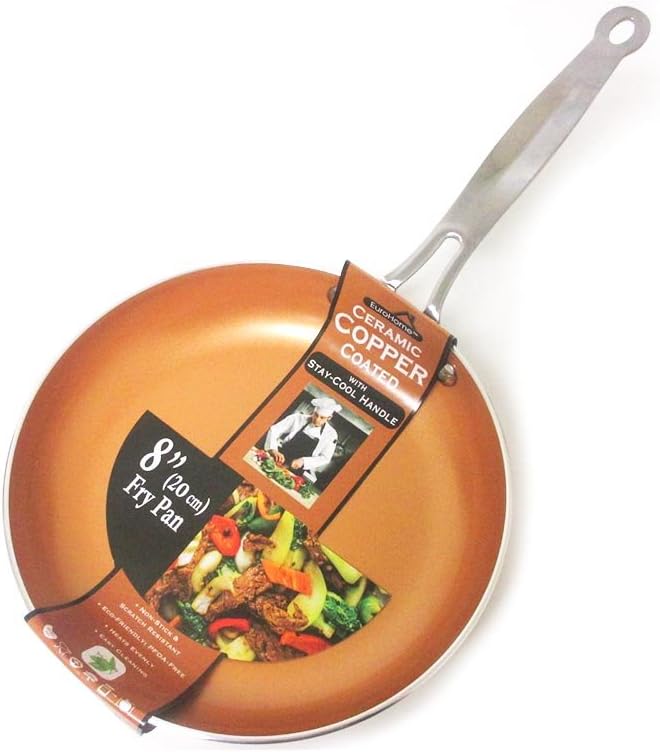 3 Ceramic Copper Coated Non Stick Fry Pan Set Eco PFOA free Cookware 8