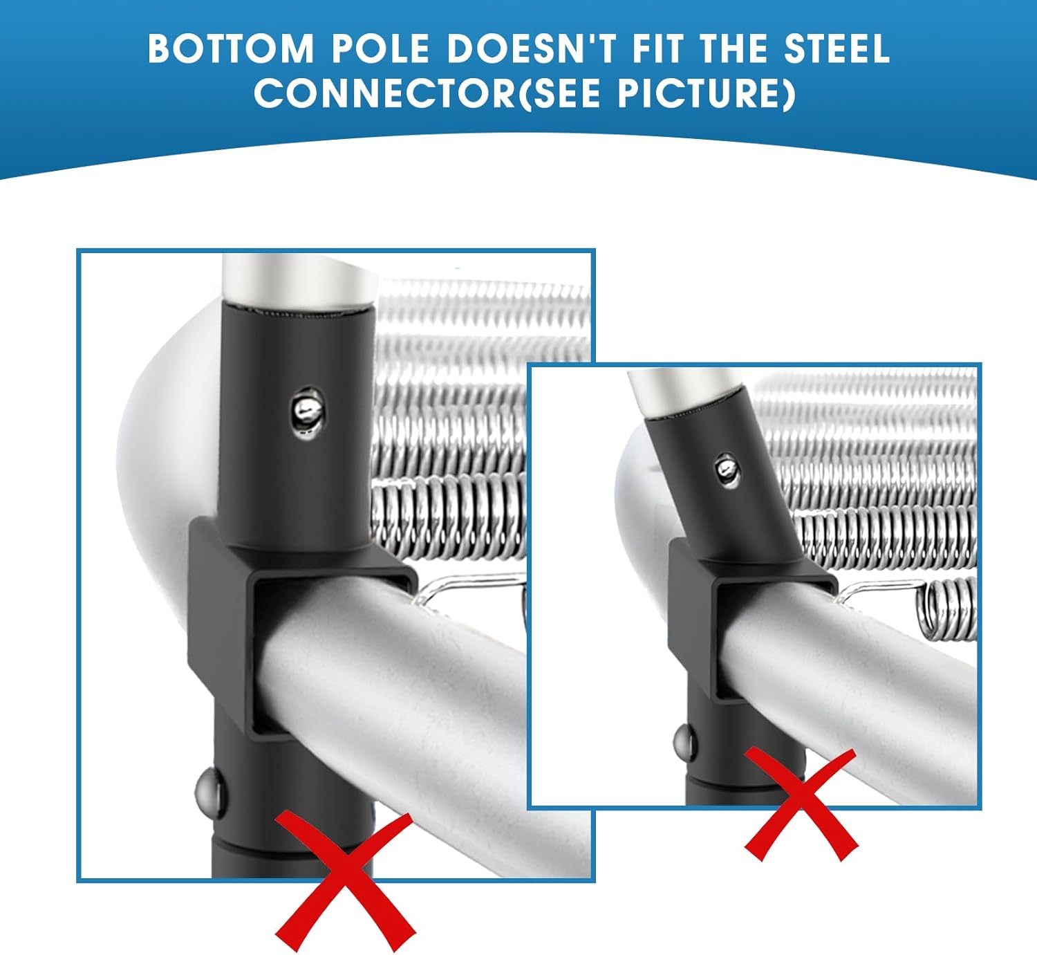 14 FT Trampoline Replacement Net with Poles, 6 Trampoline Net Poles with Connecters and Screws Bolts, Pole Caps, Only 6 Straight Poles 14 Feet Round Frame, Installs Inside Frame