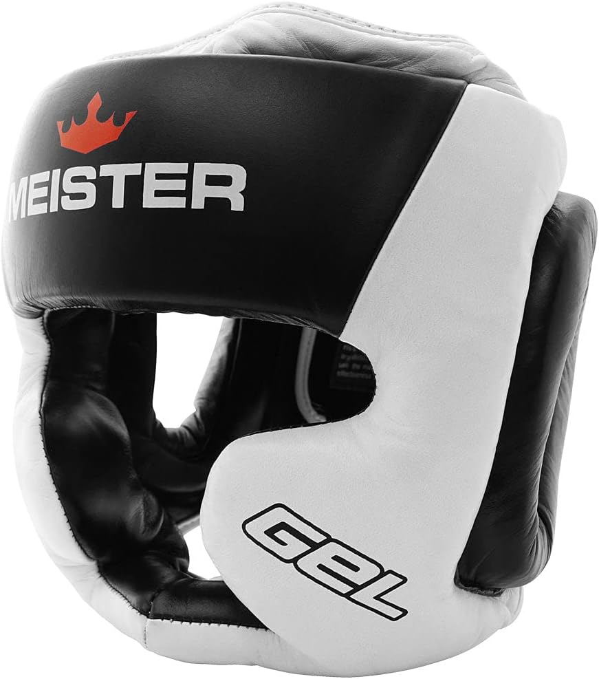 Meister Gel Full-Face Training Head Guard for MMA, Boxing & Muay Thai - White/Black - XX-Large
