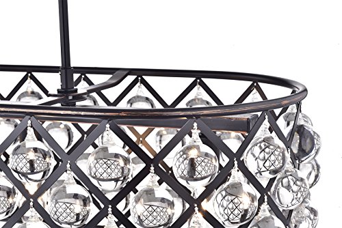 Edvivi Crystal Drum Pendant Chandelier, 3 Lights Glam Lighting Fixture with Oil Rubbed Bronze Finish, Crystal Spheres, Living, Dining, Kitchen