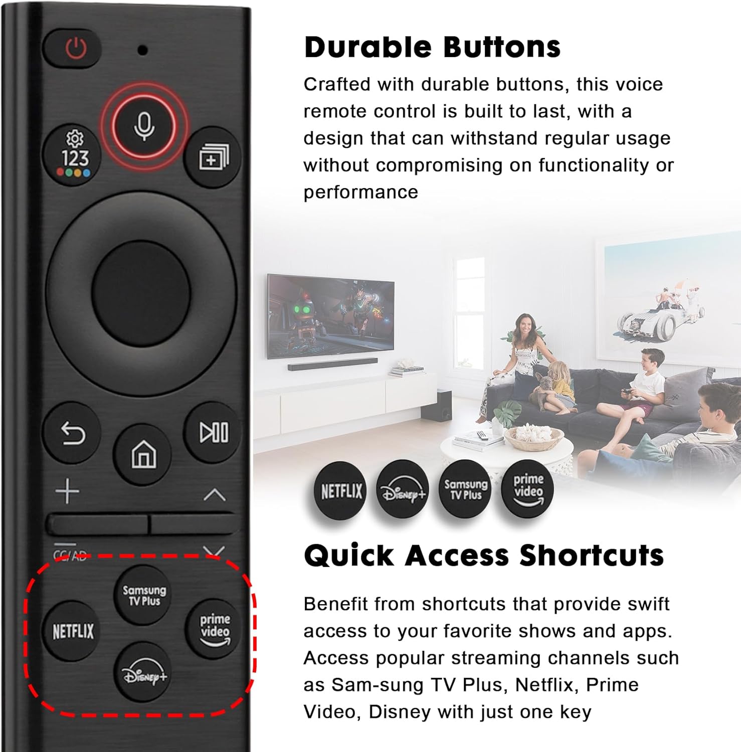 Voice Remote Control BN59-01385A Compatible with Samsung Smart TV with Voice Function 2018-2022, Compatible with OLED/The Frame/Neo QLED 4K 8K/Crystal UHD Series TVs