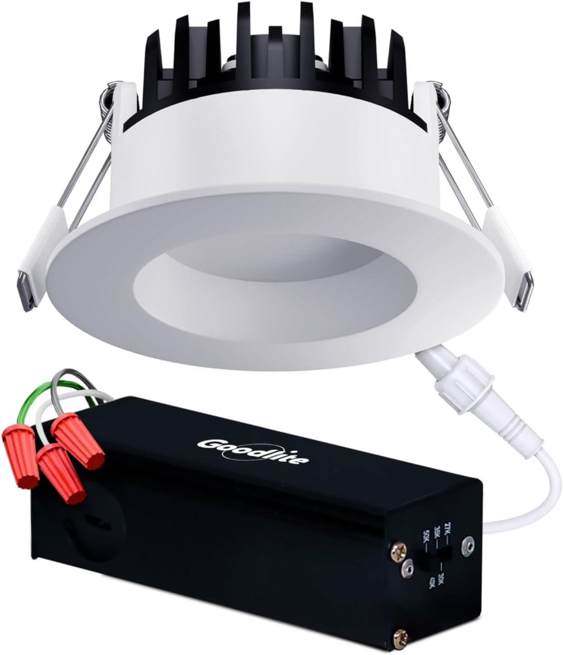 Goodlite 3 Inch LED Regress Round Slim Ceiling Light with Junction Box, Dimmable IC Rated, 10W 80W Equal 700 Lumens, Selectable Color Temperature 2700K, 3000K, 3500K, 4100K, 5000K,