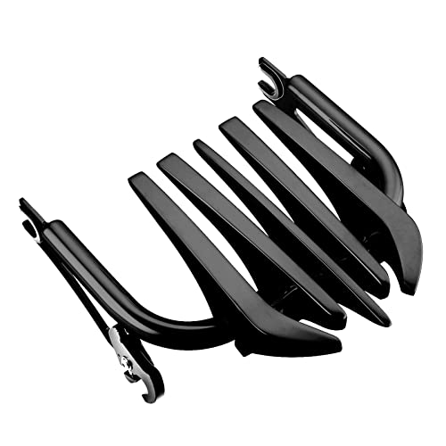 Invisible Style Two Up Luggage Rack Compatible with 2009-2024 Harley Touring Street Glide Road Glide Road King Electra Glide Black