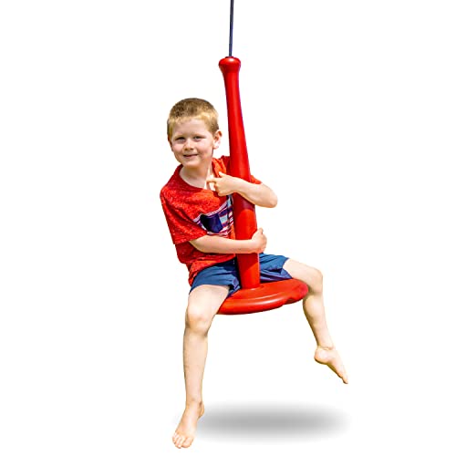 GoSports Free Flight Modern Tree Swing with Rope and Carabiner - All-Weather Outdoor Kids Swing, Red or Blue