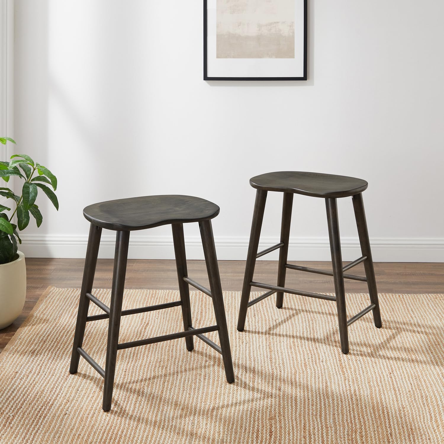 Baroque Brilliance 2-Piece Counter Height Bar Stool Set - Slate Finish, 14.25