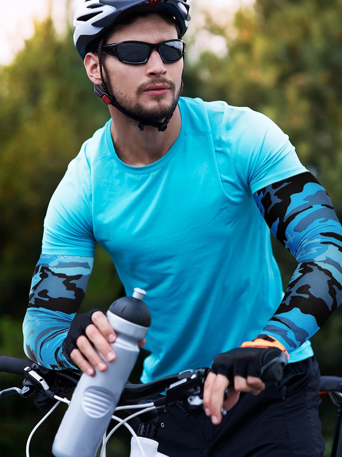 SATINIOR 8 Pairs UV Cooling Sun Protection Sleeves to Cover Arms Ice Silk Cooling Compression Sleeve for Men Women (Chic Pattern)