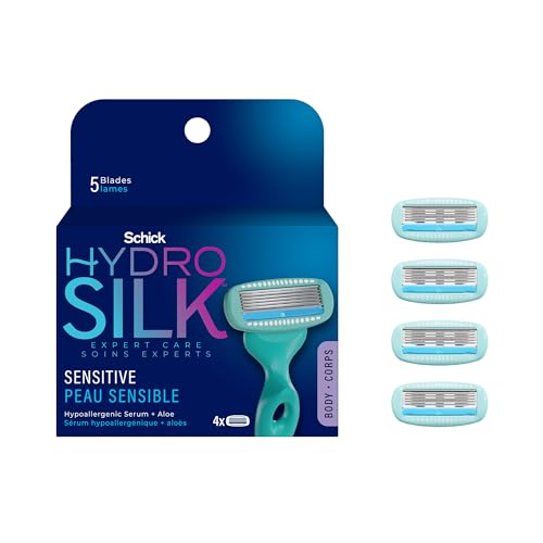 Schick Hydro Silk Moisturizing Razor Blade Refills for Women with Shower Hanger, 4 Count
