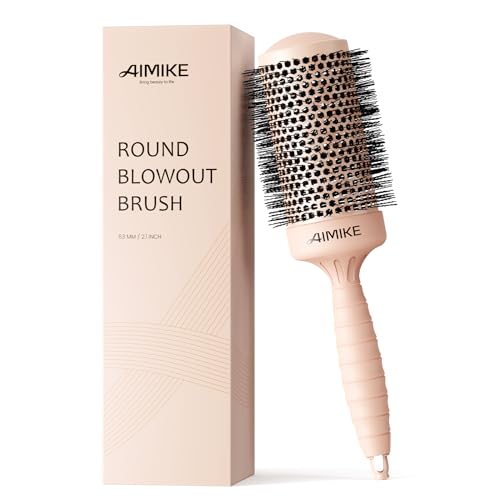AIMIKE Round Brush for Blow Out, Large Round Hair Brush w/Nano Ion Thermal Ceramic Tech, Professional Round Brush for Blow Drying & Styling, Maximum Volume and Shine, Barrel 2.1 inch