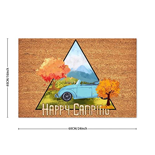 Doormat Camper Family Camp Trip Entryway Outdoor Floor Mat with Heavy Duty Camping is My Happy Place Coir Door Mat Perfect for Indoor and Outdoor Use Welcome Home Gifts 24x36in