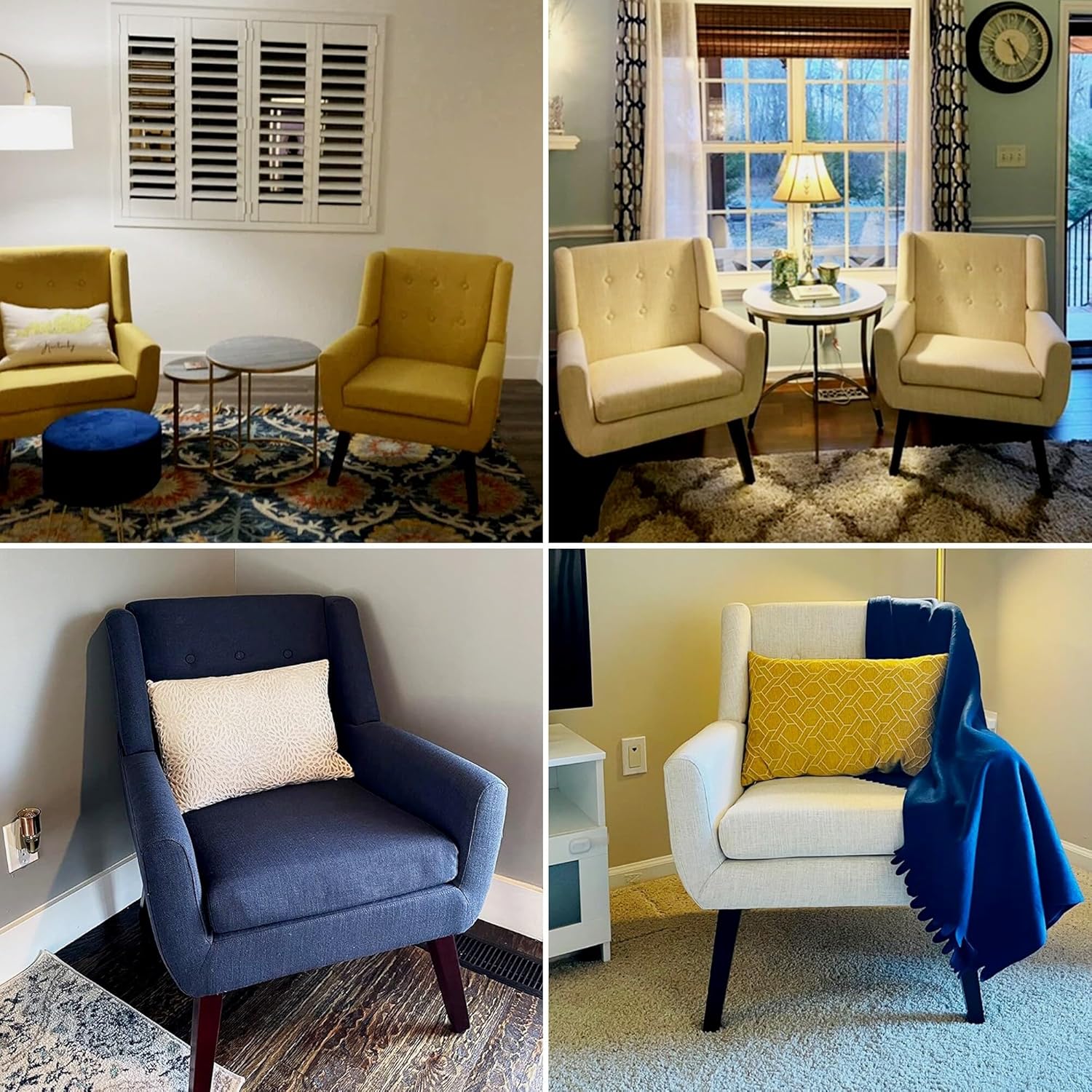 Bed Bath & Beyond HUIMO Modern Linen Upholstered Armchair Tufted Accent Chair Yellow